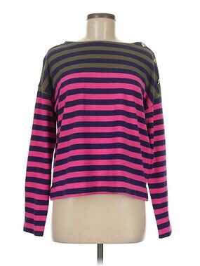Loft Women's Knit Top Size L - Pink/Army Green/Navy Striped